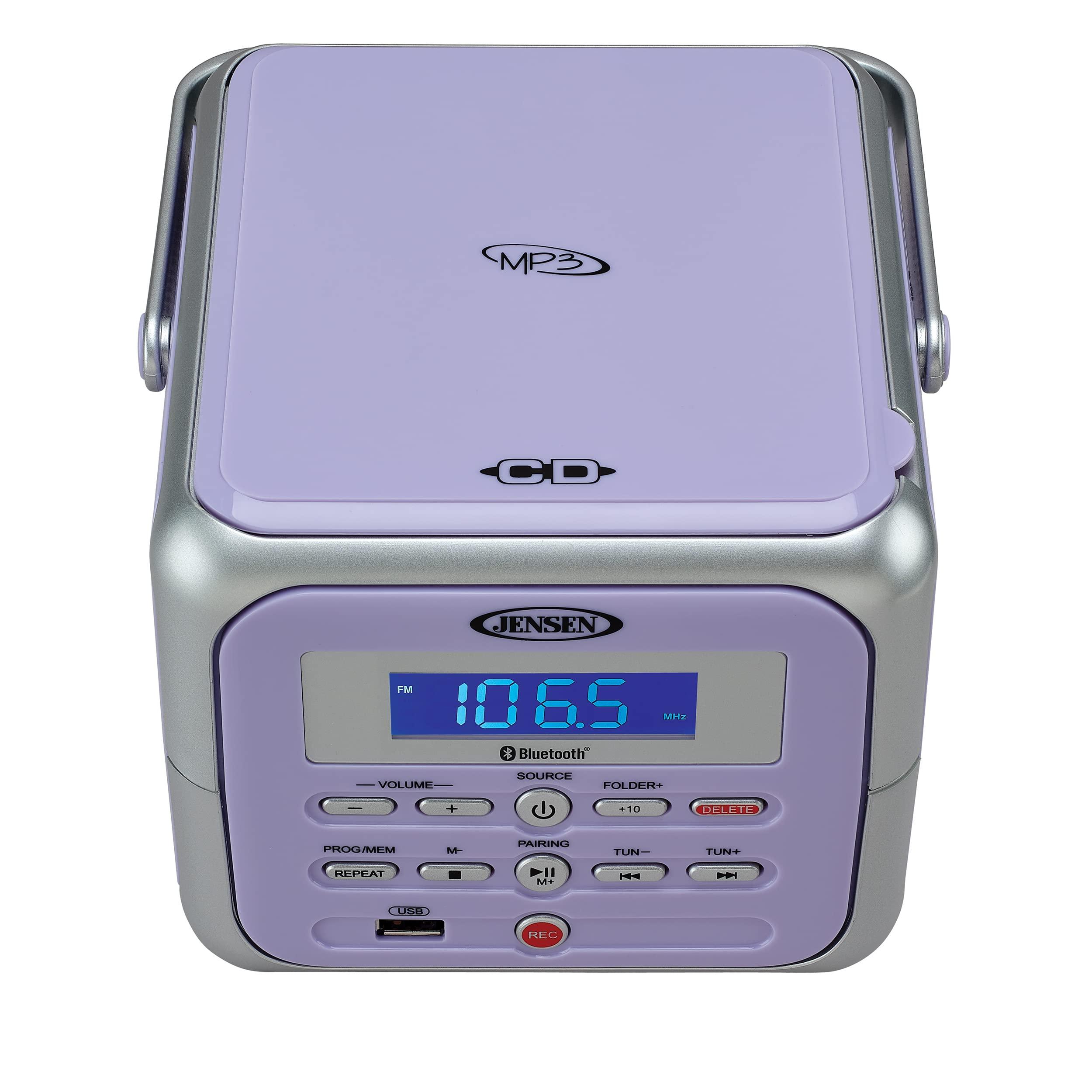 Jensen Jensen CD-660 Portable Stereo CD Player Boombox with Bluetooth | FM Radio | USB | Aux-in Headphone Jack | CD-R/RW MP3 Playback | (Lavender Purple)