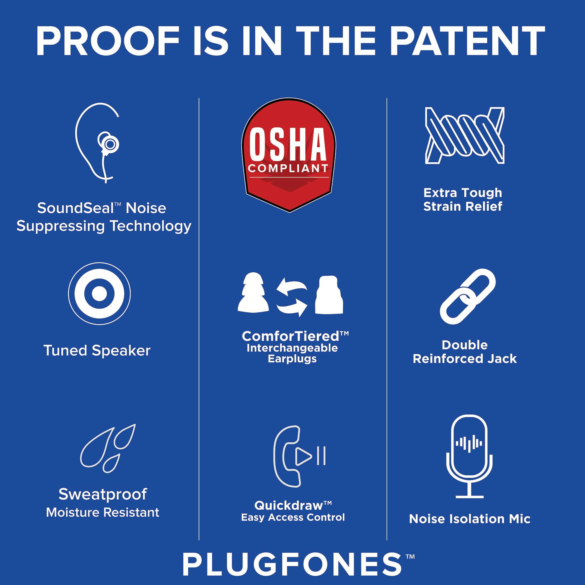 Plugfones Plugfones Protector Plus VL in-Ear Earplug Earbuds, Noise Reduction Headphones with Noise Isolating Mic and Controls, Blue & Yellow