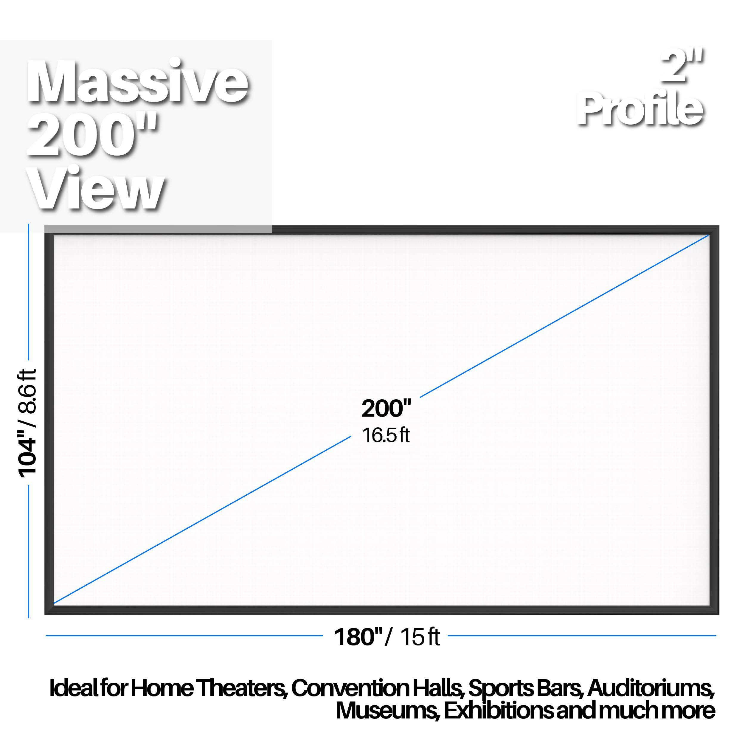 KHOMO GEAR KHOMO GEAR Fixed Frame Projector Screen - Matte 200 inch - Hang on Wall - 4K - 8K Ultra HD, HDTV, HDR & Active 3D, Ultra Short Throw - 16:9 Format