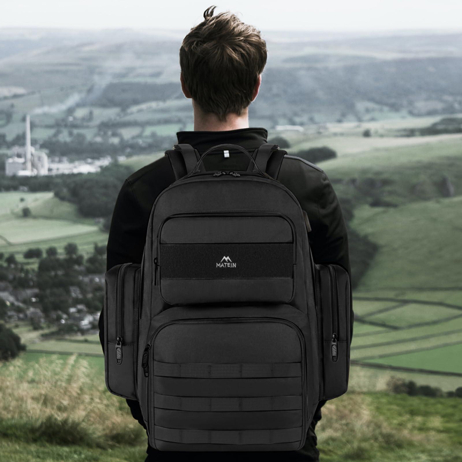 MATEIN MATEIN Lunch Backpack for Men Work, 15.6 Inch Tactical Backpack with Lunch Compartment, Large Laptop Backpacks with Insulated Cooler Bag for Travel Beach Camping Picnic Hiking, Black