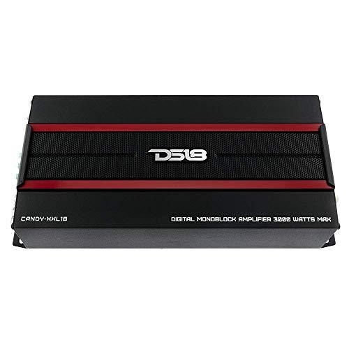 DS18 DS18 CANDY-XXL1B Amplifier in Black - Class D, Monoblock, 3000 Watts Max, Digital, 1/2/4 Ohm, with Remote Subwoofer Level Controller - Compact Mini Amplifier for Speakers in Car Audio System