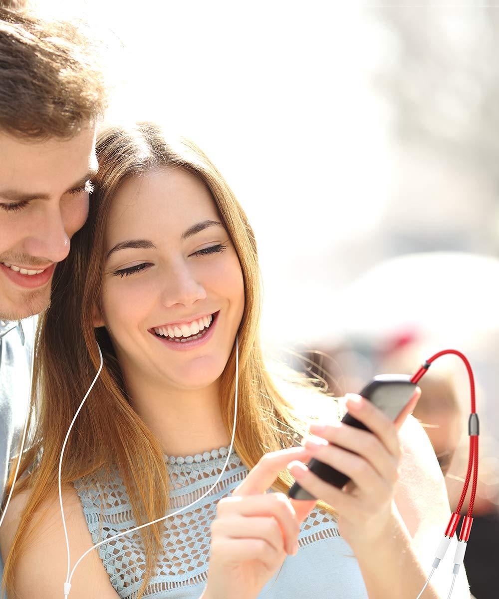 JSAUX JSAUX Headphone Splitter 3.5mm, Audio Splitter 2 Female to 1 Male, Dual Headphone Adapter Compatible with PS4, PS5, Xbox, Nintendo Switch, PC Gaming Headsets, Phone, Tablet, Laptop and More-Red