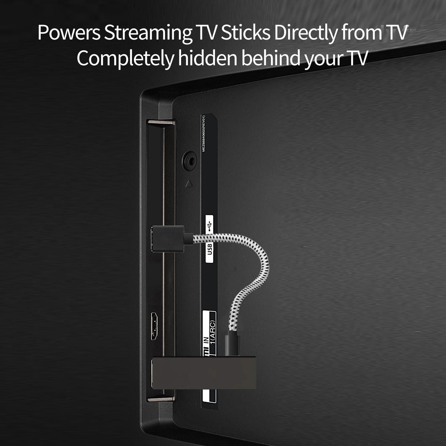 Beyork USB Power Cable for Fire Stick, Adapter Cord Plug Replacement, Powers Amazon FireStick Directly from TV USB Port, Eliminates The Need for a Charger