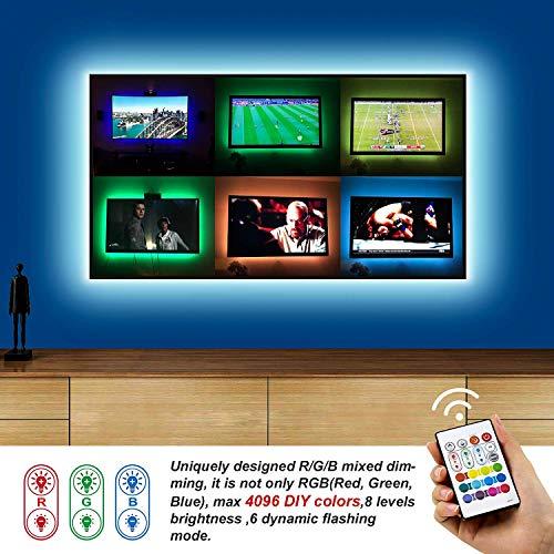 BASON LIGHTING BASON LIGHTING TV Backlight, 8.2ft TV Light Strip for 32-58 inch TV/Monitor Backlight, SMD 5050 USB LED Light Strip with Remote, RGB 4096 DIY Colors TV LED for Gaming Lights, Ambient Lighting Kit.