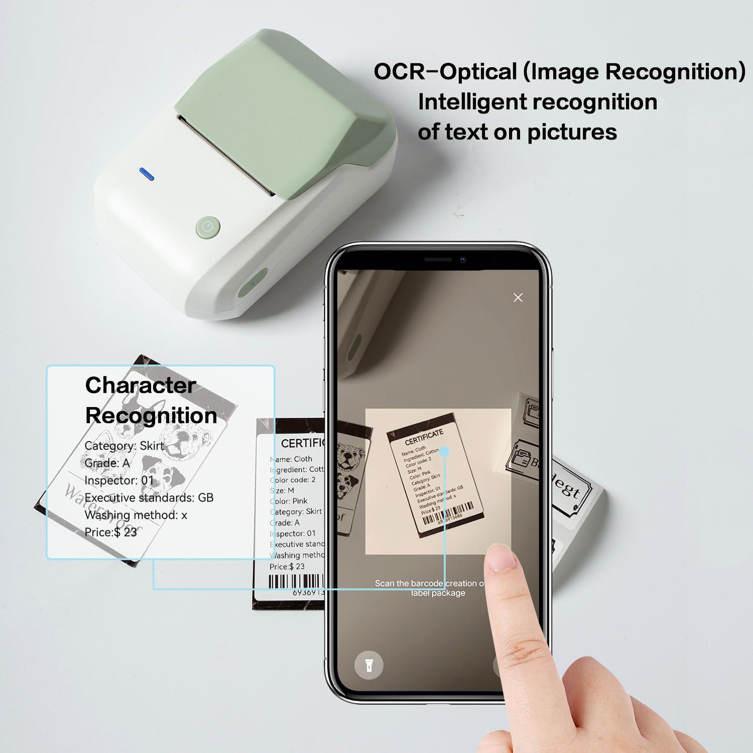 LMASBLTER LMASBLTER Green B1 Label Maker, 2 Inch Barcode Printer, Portable Sticker Maker Machine for Barcode, Name, Address, Labeling, Mailing+2 Rolls Jewelry Price Tags Label Maker Tape