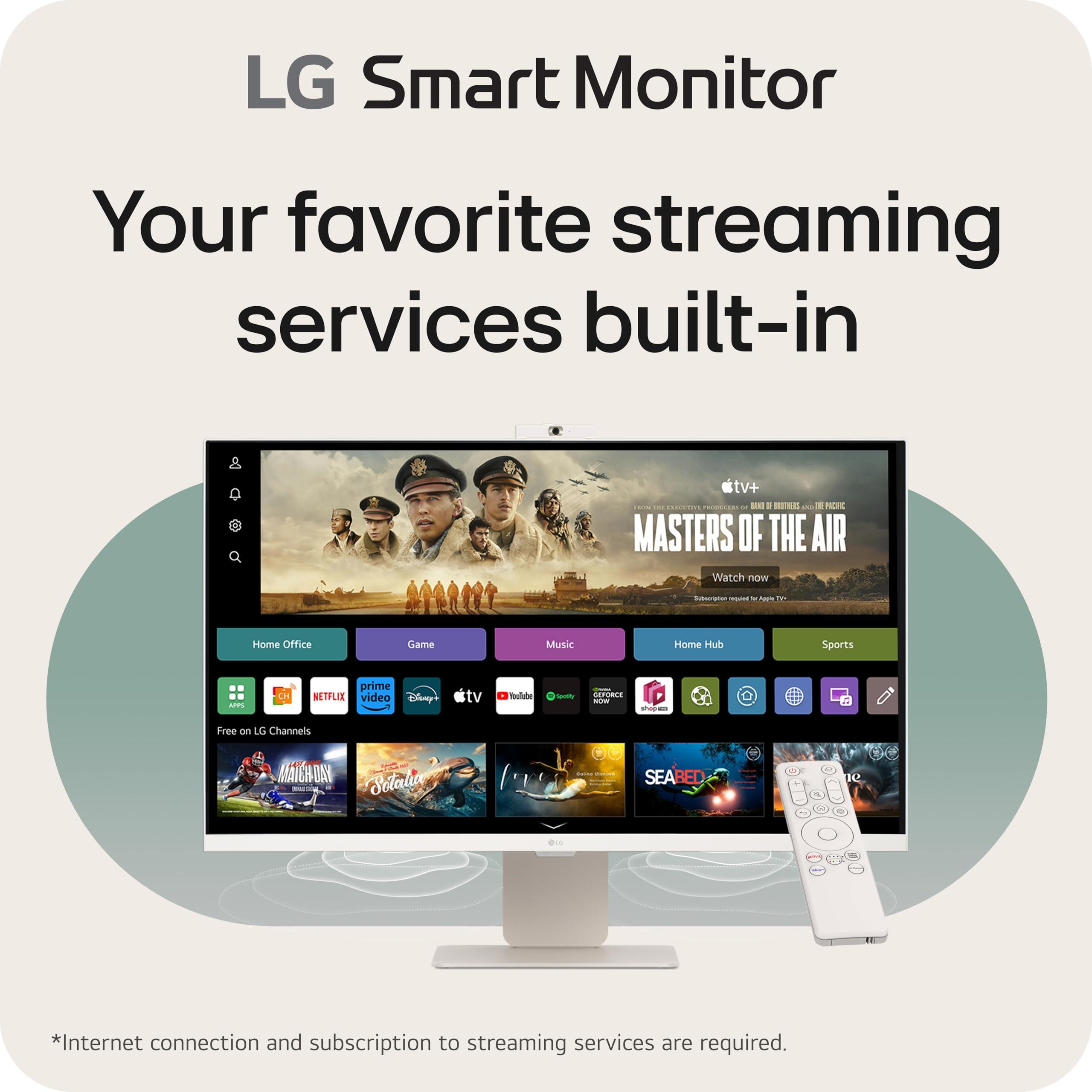 LG LG 32SR85U-W MyView Smart Monitor 32-inch 4K UHD (3840x2160), IPS Display, webOS 23, USB Type-C 90W PD, Built-in FHD Webcam & Speaker, HDR 10, AirPlay 2, Screen Share, Bluetooth, White