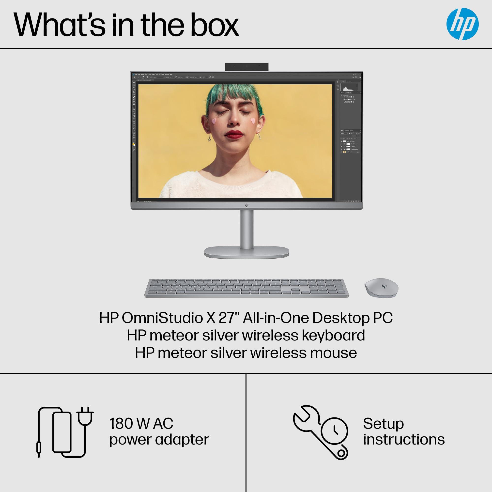 HP HP OmniStudio X 27" FHD Touch Screen All-in-One Desktop Intel Core U7-155H 16GB RAM 1TB SSD Meteor Silver