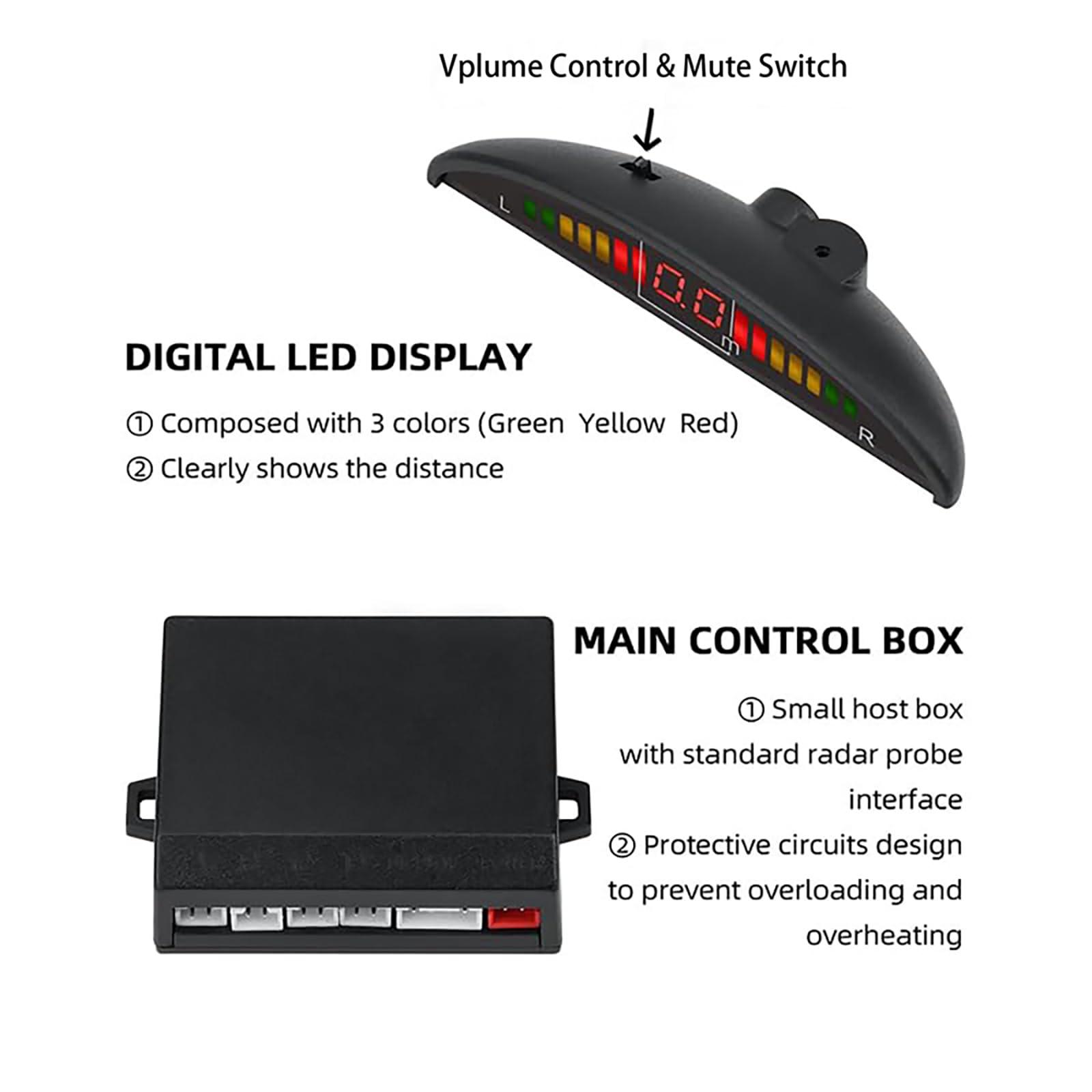 SANDETOUN SANDETOUN Reverse Sensor for Car Parking Sensor Kit Backup Sensor for Car Adjustable Volume Parking Sensor Compact and Easy to Install Affordable Backup Sensor Kit Enhanced Safety for DriversWhite
