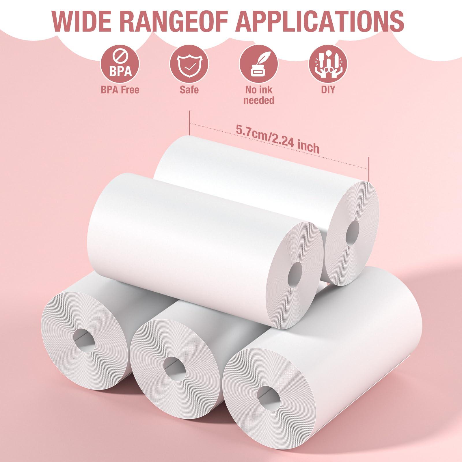 GREENKINDER Kids Instant Camera Refill Print Paper-5 Rolls for Kids Instant Print Camera,HD Printing Thermal Print Paper Set Portable Refill Print Paper