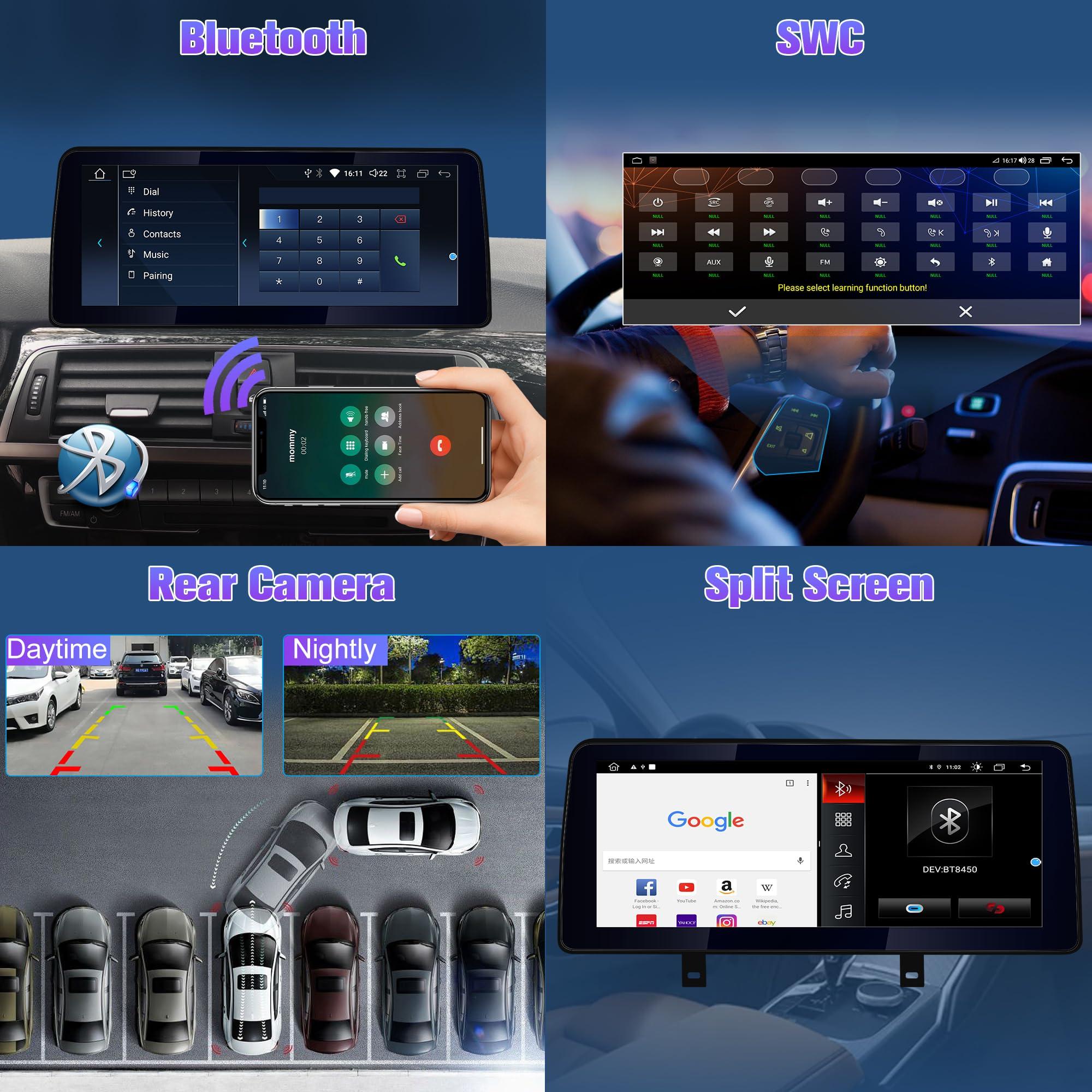 Pioowirk 12.3 inch Car GPS Navigator Android 12 Stereo for BMW 3 4 Series F30 F31 F32 F33 F34 F36 with iDrive System Retained Blu-ray Touch Screen with CarPlay (NBT System Octa Core 6GB RAM 128GB ROM)