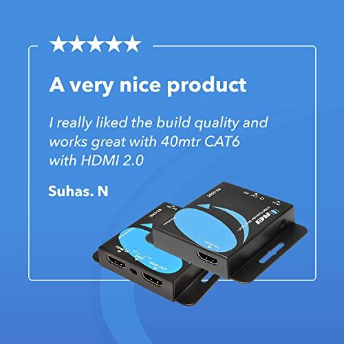 OREI OREI 4K HDMI Over Ethernet CAT6/CAT7 Extender, Extender RJ45 4K@30Hz Upto 130 Ft 1080P Upto 230 FT Full HD POC Transmitter & Receiver IR Loop Out (EX-230C)