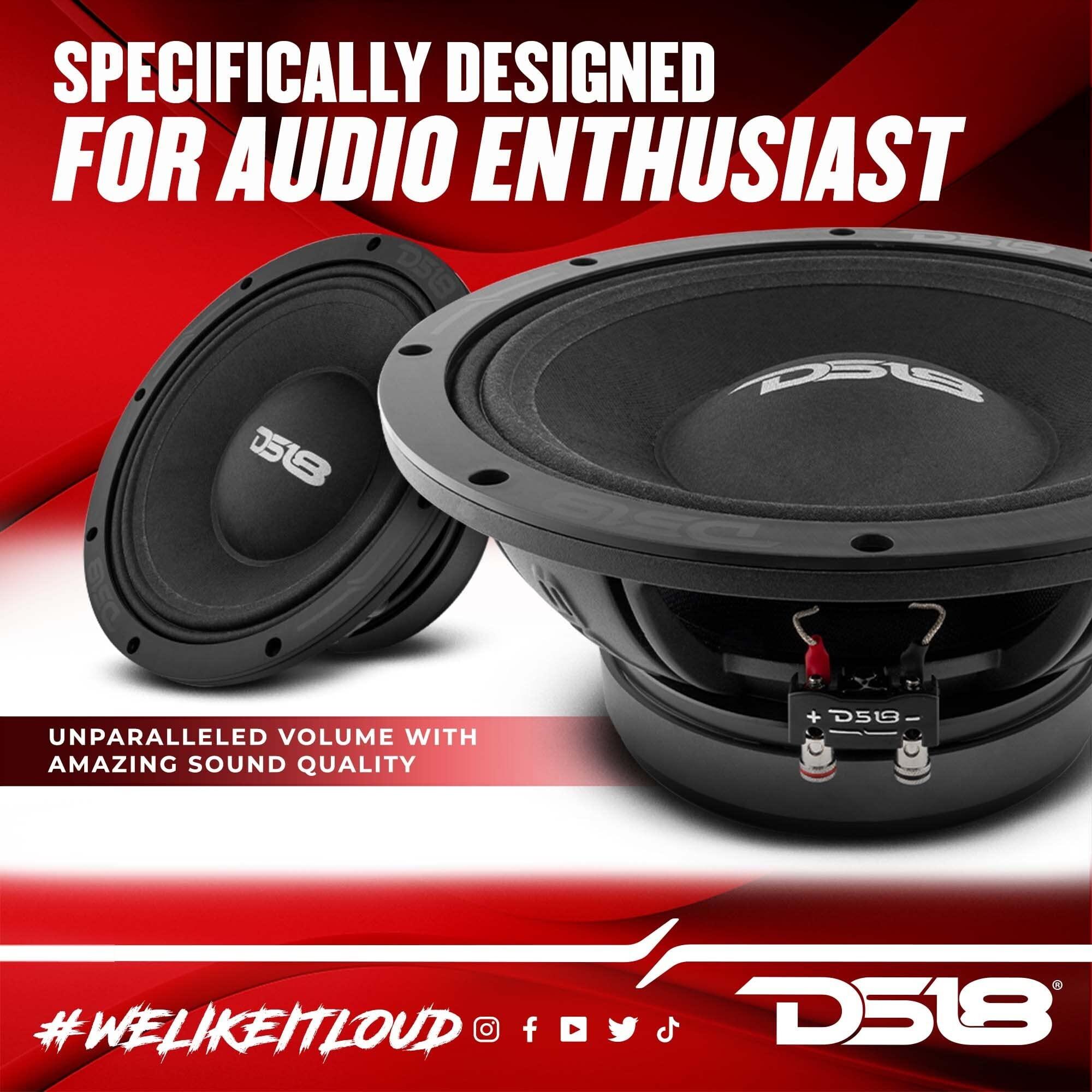 DS18 DS18 PRO-ZXI10MBASS 10\" Pro Audio Mid Bass Loudspeaker 1000 Watts 8-Ohm - Premium Quality Audio Door Speakers for Car or Truck Stereo Sound System (1 Speaker)