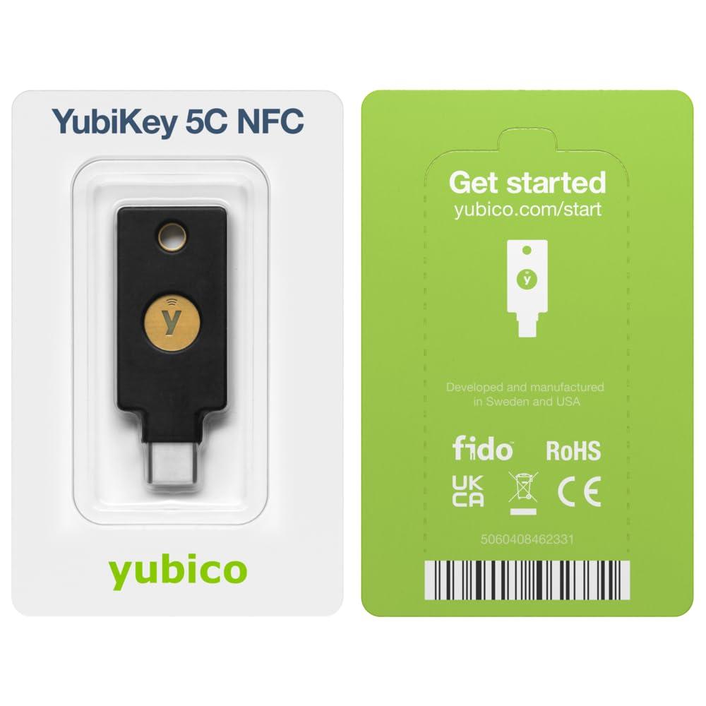 Yubico Yubico - YubiKey 5C NFC - Two-Factor authentication (2FA) Security Key, Connect via USB-C or NFC, FIDO Certified - Protect Your Online Accounts