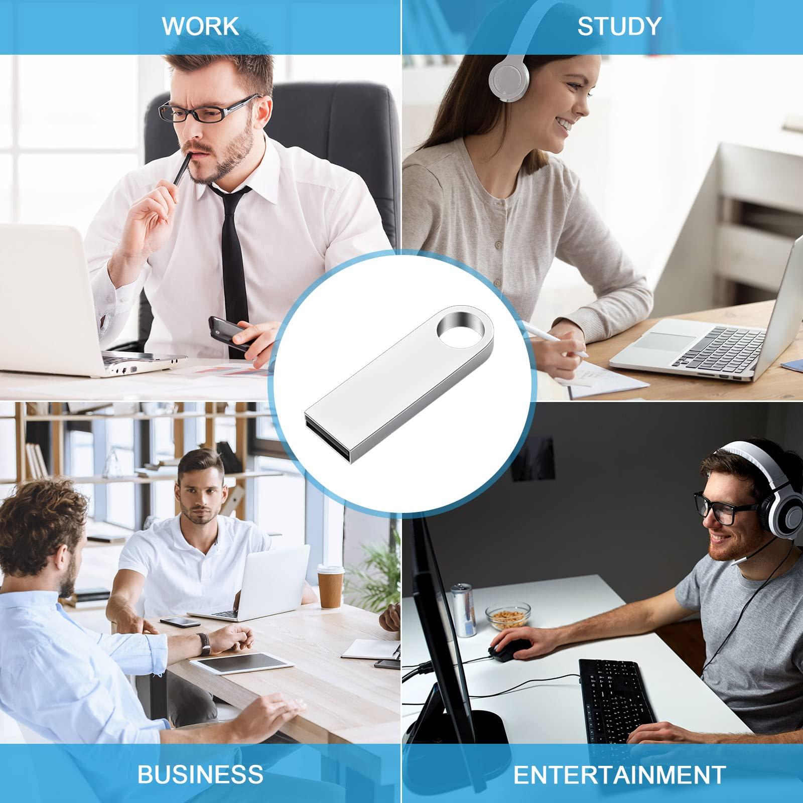 Fabbay 50 Packs 2.0 Flash USB Drives Bulk Waterproof Flash Thumb Drives Memory Pen Stick Small Mini Zinc Alloy Design for PC Computer Laptop Office School Data Storage Silver 128 MB