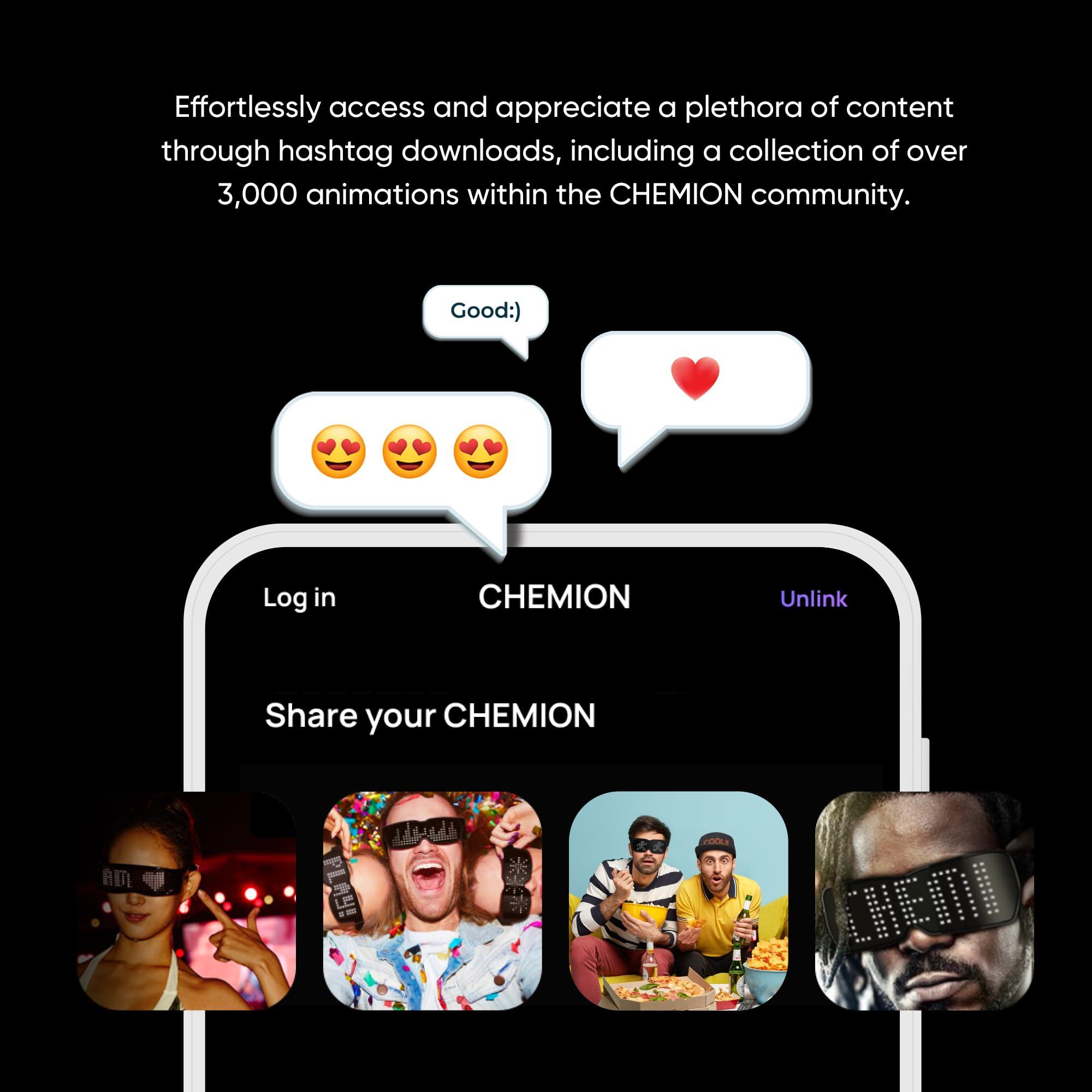 CHEMION CHEMION LED Glasses for adults, Customizable Bluetooth LED Glasses, Perfect for Christmas, Halloween, and Birthday Parties (Color) (2024 Ver.)
