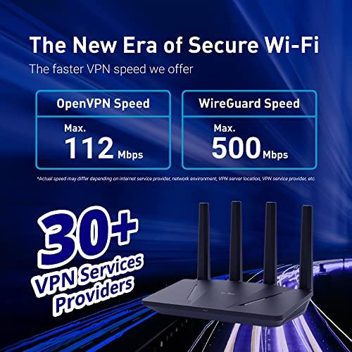 GL.iNet GL.iNet GL-AX1800(Flint) WiFi 6 Router -Dual Band Gigabit Wireless Internet Router | 5 x 1G Ethernet Ports | Up to 120 Devices | OpenVpn&WireGuard