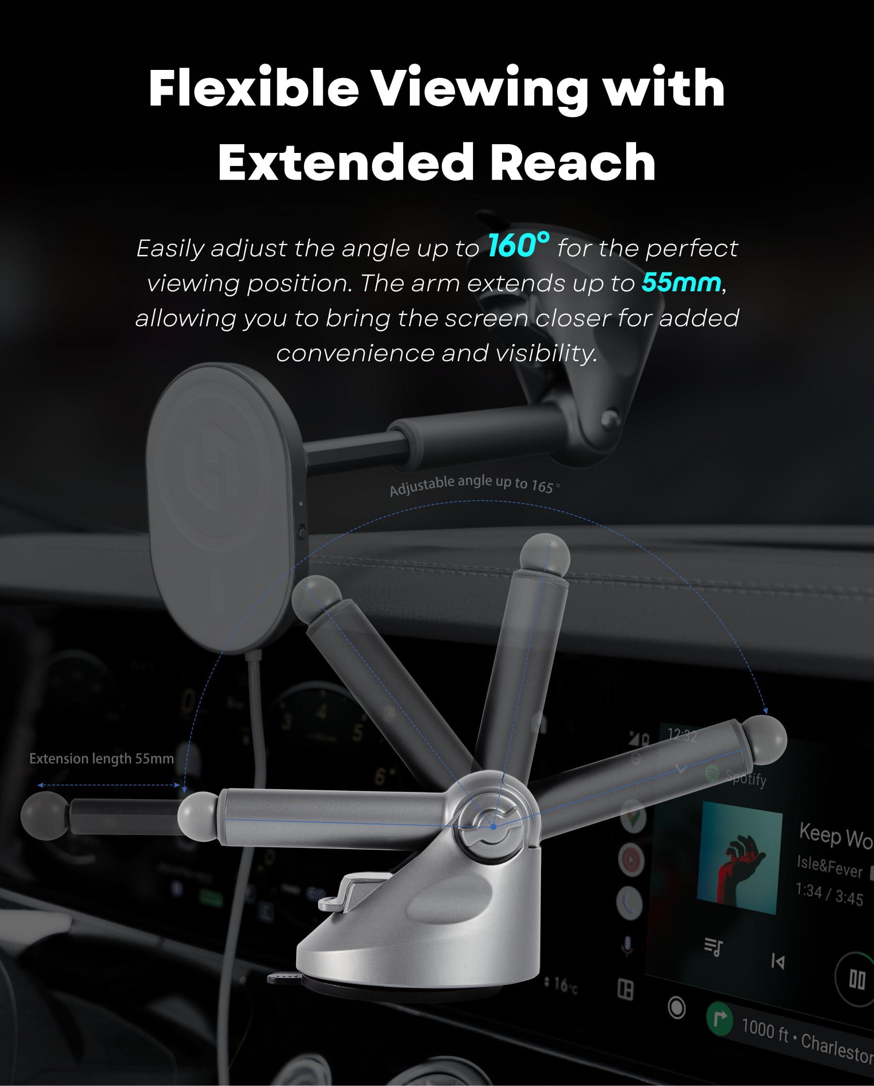 Malinto HexaCharge 3-in-1 Wireless Carplay Adapter 2024 & Magnetic Wireless Charging for iPhone and Android, Convert Wired to Wireless CarPlay and MagSafe Charging