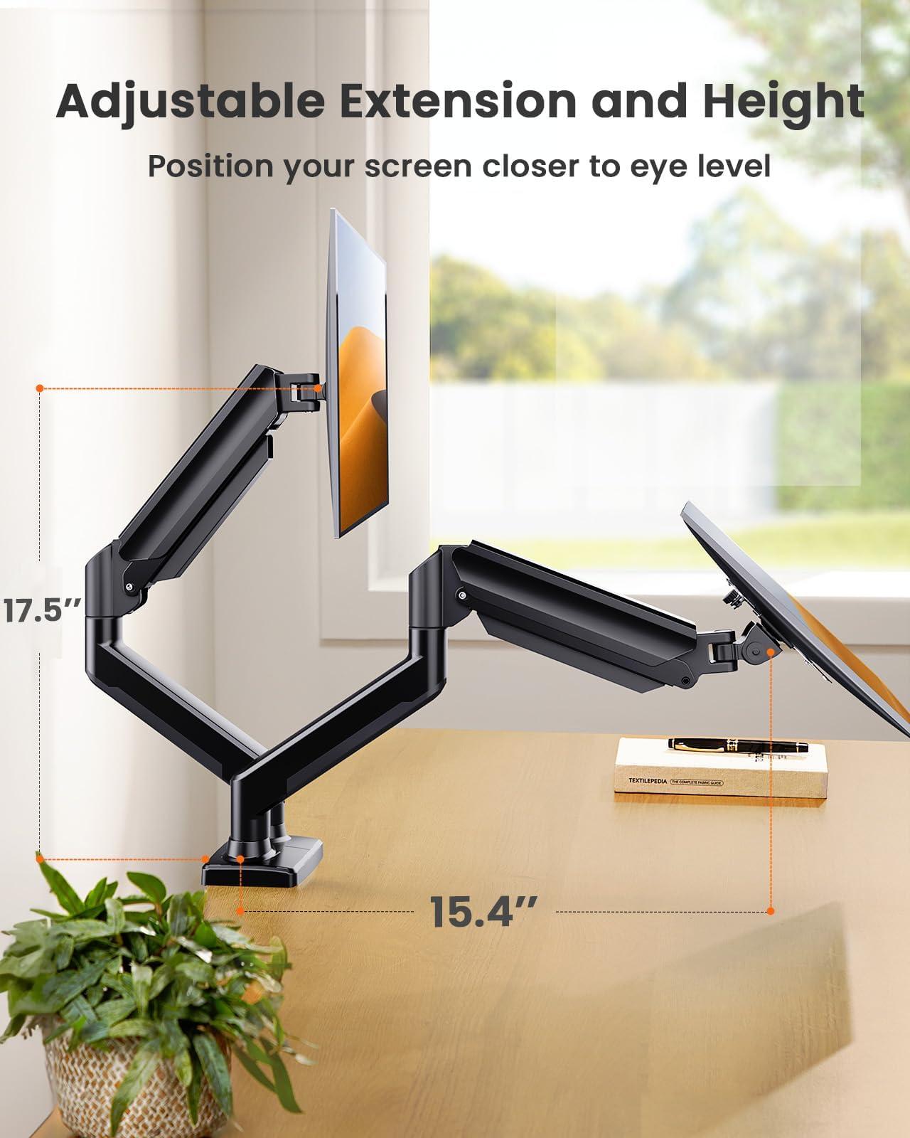 ErGear ErGear Dual Monitor Stand up to 32 inches Screen, Load-Bearing Max 22 lbs Each Arm, Adjustable Dual Monitor Mount, Sturdy Steel vesa Monitor Mount with Stable VESA 75x75 100x100mm