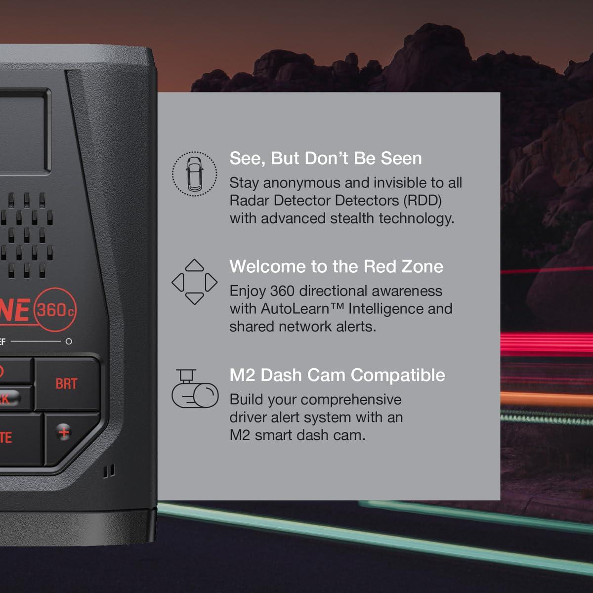 Escort Escort Redline 360c Laser Radar Detector Extreme Range, AI Assisted Filtering, Rapid Response Times, 360 Degree Directional Awareness, Built-in WiFi, GPS Based, Escort Live App