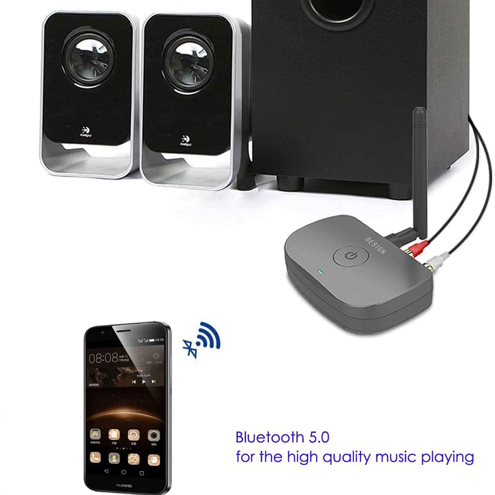 BESIGN Besign BE-RCA Long Range Bluetooth Music Receiver, Wireless Audio Adapter for Wired Speakers or Home Music Streaming Stereo System, Black