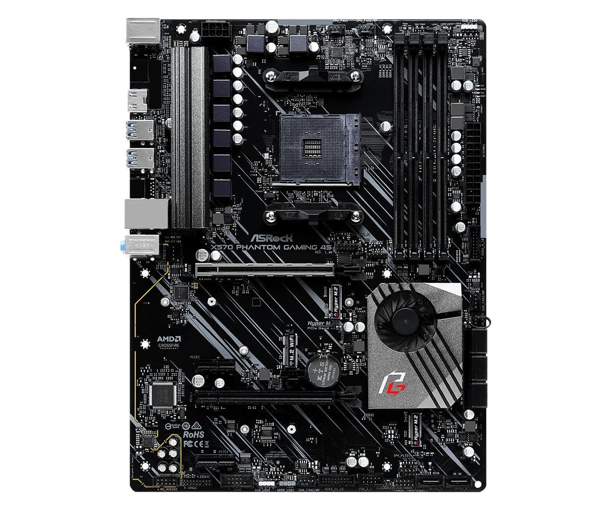 ASRock Asrock X570 Phantom Gaming 4S, AMD X570, AM4, ATX, 4 DDR4, HDMI, XFire, GB LAN, PCIe4, RGB Lighting, M.2