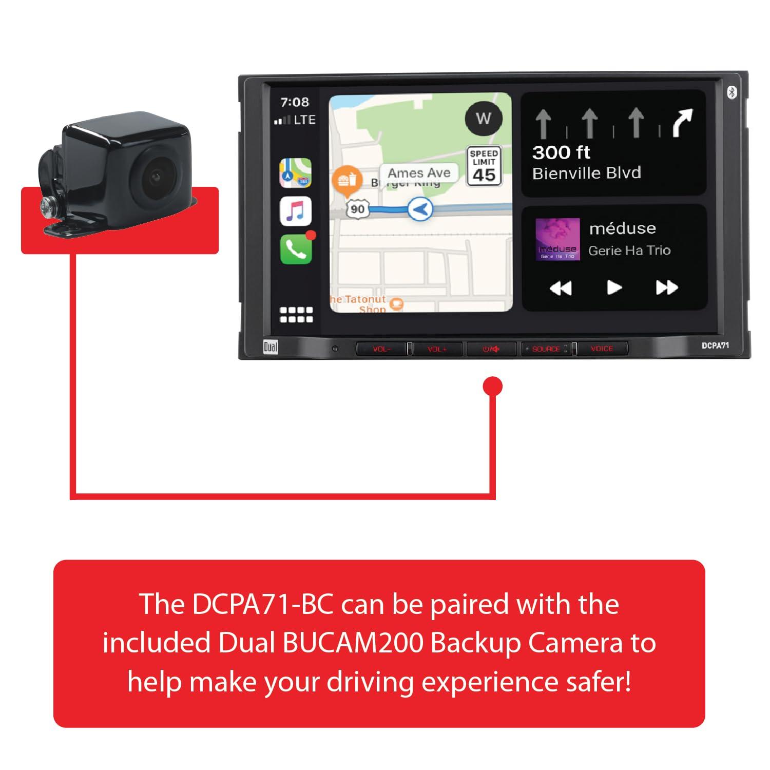 Dual Electronics Dual Electronics DCPA71-BC 7-inch Certified Apple Carplay Android Auto | Double DIN Touchscreen Car Stereo Radio | Bluetooth Hands Free Calling & Music Streaming | Backup Camera Included