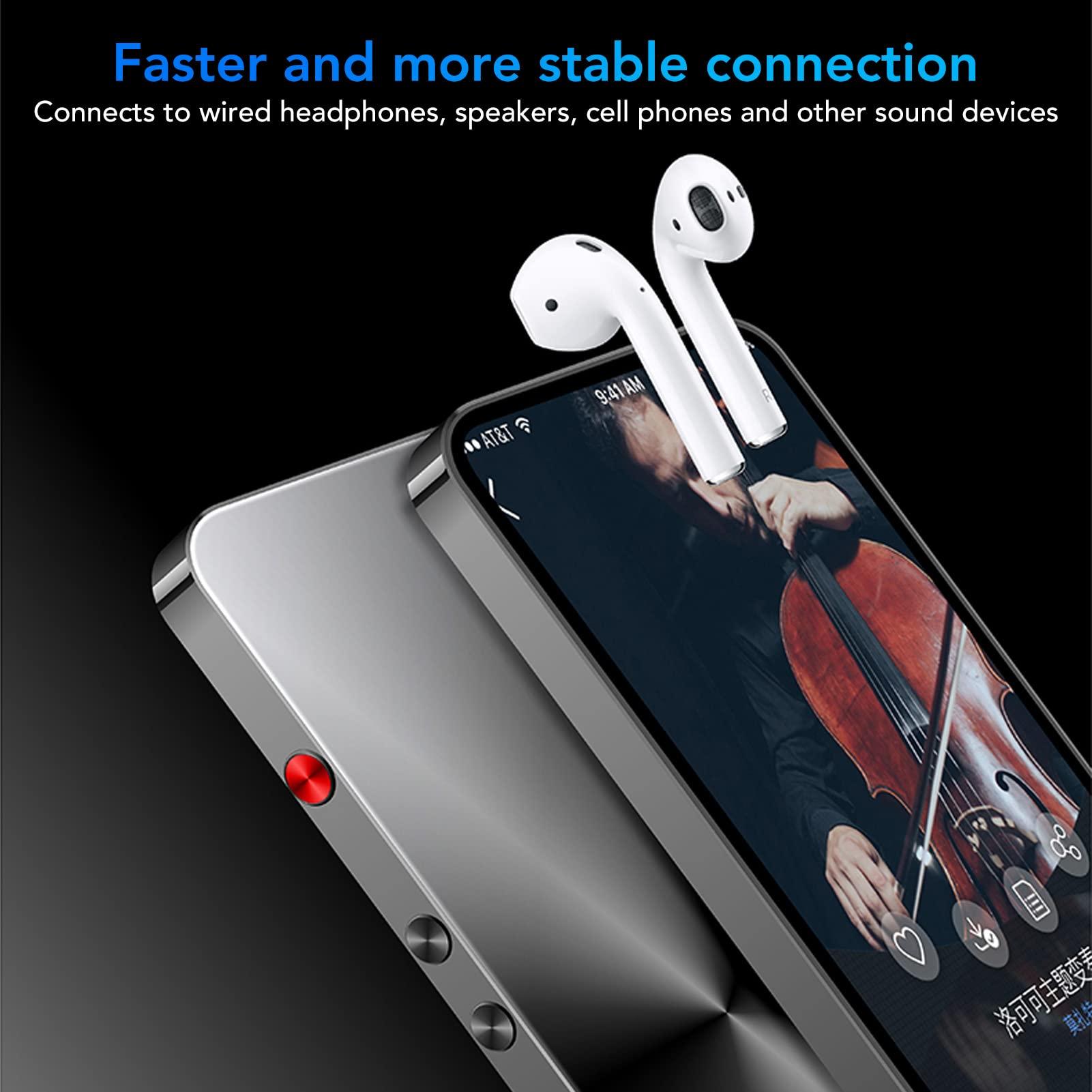 Luqeeg MP4 Player with Bluetooth and, 5 Full Mp3 Mp4 Player with Speaker, Android Portable Digital HiFi Sound Music Player for Sports Study Running (128GB)