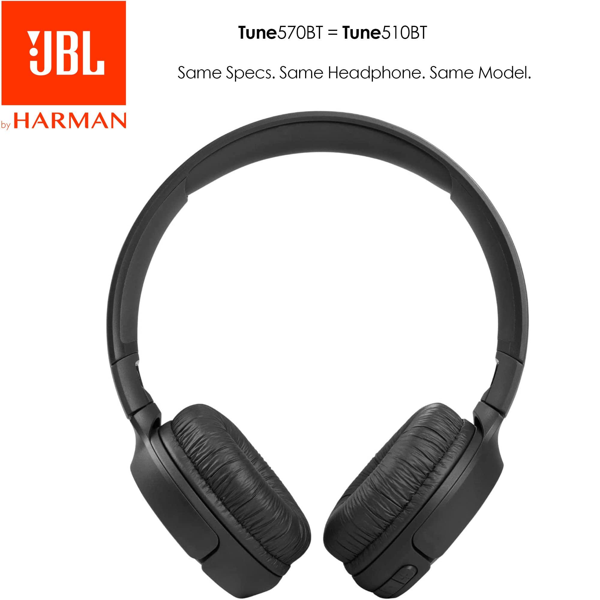 JBL JBL Tune 570BT On-Ear Wireless Bluetooth Headphones with Pure Bass Stereo Sound, Includes Cleaning Cloth - Black(JBLT570BTBLKAM-CC)