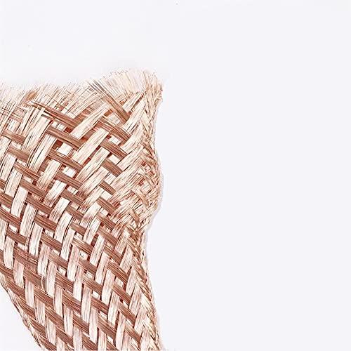 BAIWANLIN BAIWANLIN Bare Copper Braided Ground Wire Flat Stranded Soft Conductive Band Strip Strap Lead Cable Lightning Ground Rod Length: 5m,8#:15x1.5mm