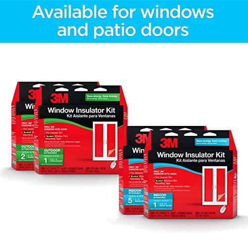 3M 3M Indoor Patio Door Insulation, Insulator Kit for 6\'-8\" x 9\' ft Patio Door, Keeps Cold Air Out and Warm Air In, Includes Heat Shrink Window Film and Scotch Window Film Mounting Tape (2144W-6)