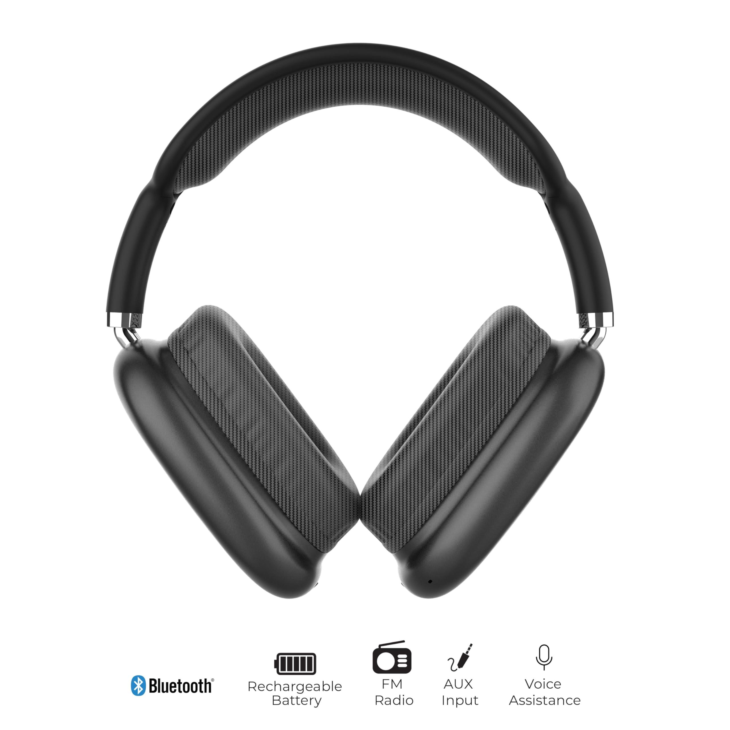 Supersonic IQ Sound IQ-170BT High Performance Wireless Bluetooth Headphones with 10m Range, FM Radio, Hands-Free Mic, Swivel Design, Soft Earpads, 3.5mm AUX Output Compatible with PC and Phones (Black)