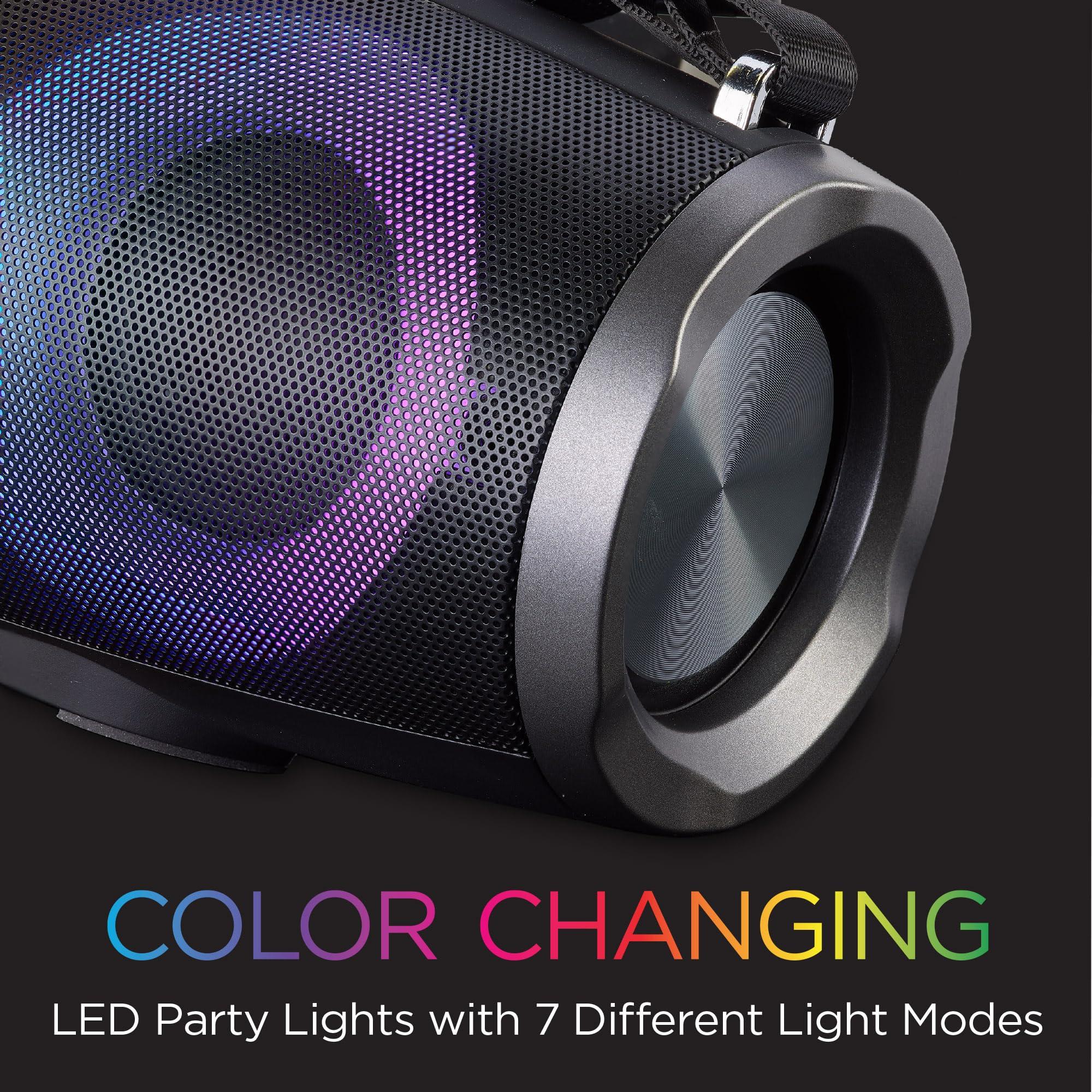 iHome iHome Bluetooth Speaker Boombox with FM Radio and Color Changing Lights, Portable and Rechargeable Wireless Speaker (iBT915B.EXv24)