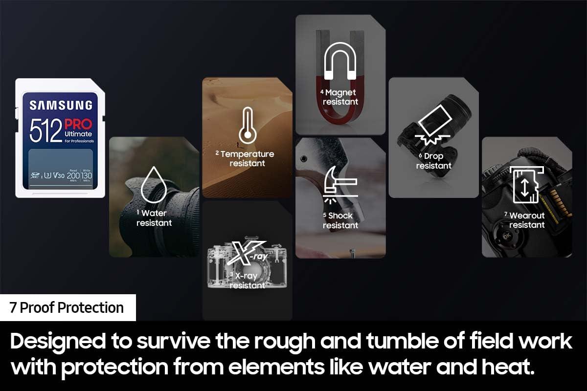 SAMSUNG SAMSUNG PRO Ultimate Full Size 256GB SDXC Memory Card, Up to 200 MB/s, 4K UHD, UHS-I, C10, U3, V30, A2, for DSLR, Mirrorless Cameras, PCs, MB-SY256S/AM