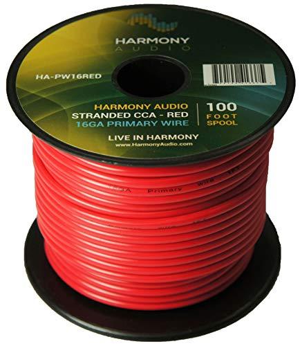 Harmony Audio Harmony Audio Primary Single Conductor 16 Gauge Power or Ground Wire - 2 Rolls - 200 Feet - Red & Black for Car Audio/Trailer/Model Train/Remote