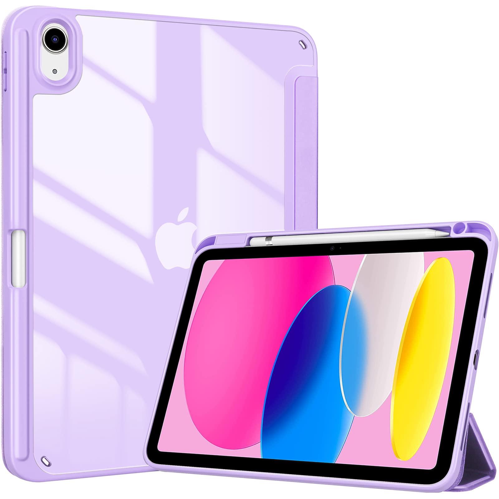 ProCase ProCase for iPad 10th Generation Case with Pencil Holder 2022 10.9 Inch, Clear Back iPad 10 Case, 10th Gen iPad Case for A2696 A2757 A2777 -Purple