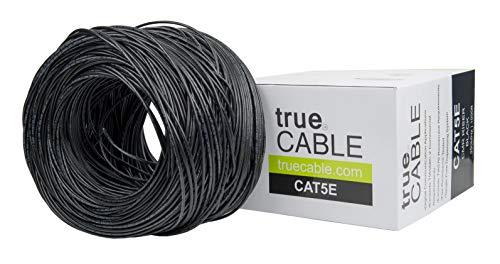 TRUE CABLE trueCABLE Cat5e Riser (CMR), 1000ft, Black, 24AWG 4 Pair Solid Bare Copper, 350MHz, PoE++ (4PPoE), ETL Listed, Unshielded Twisted Pair (UTP), Bulk Ethernet Cable