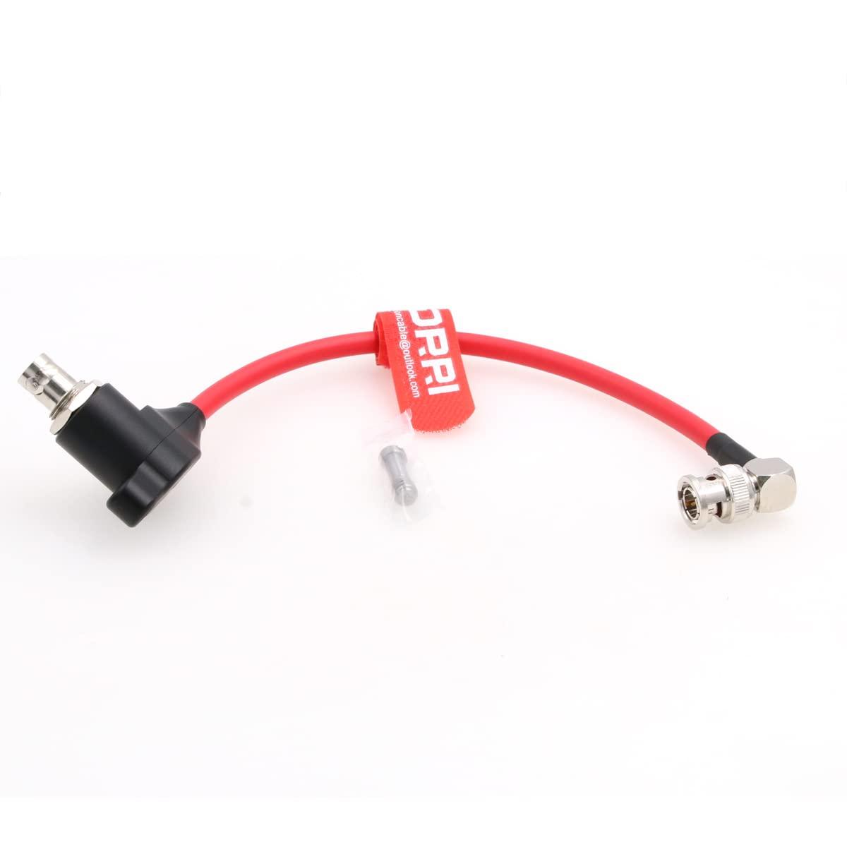 DRRI 12G SDI Protector Cable Galvanic-Isolators Right Angle BNC Male to Right Angle BNC Female for ARRI Mini,RED Komodo (Red, 20CM)
