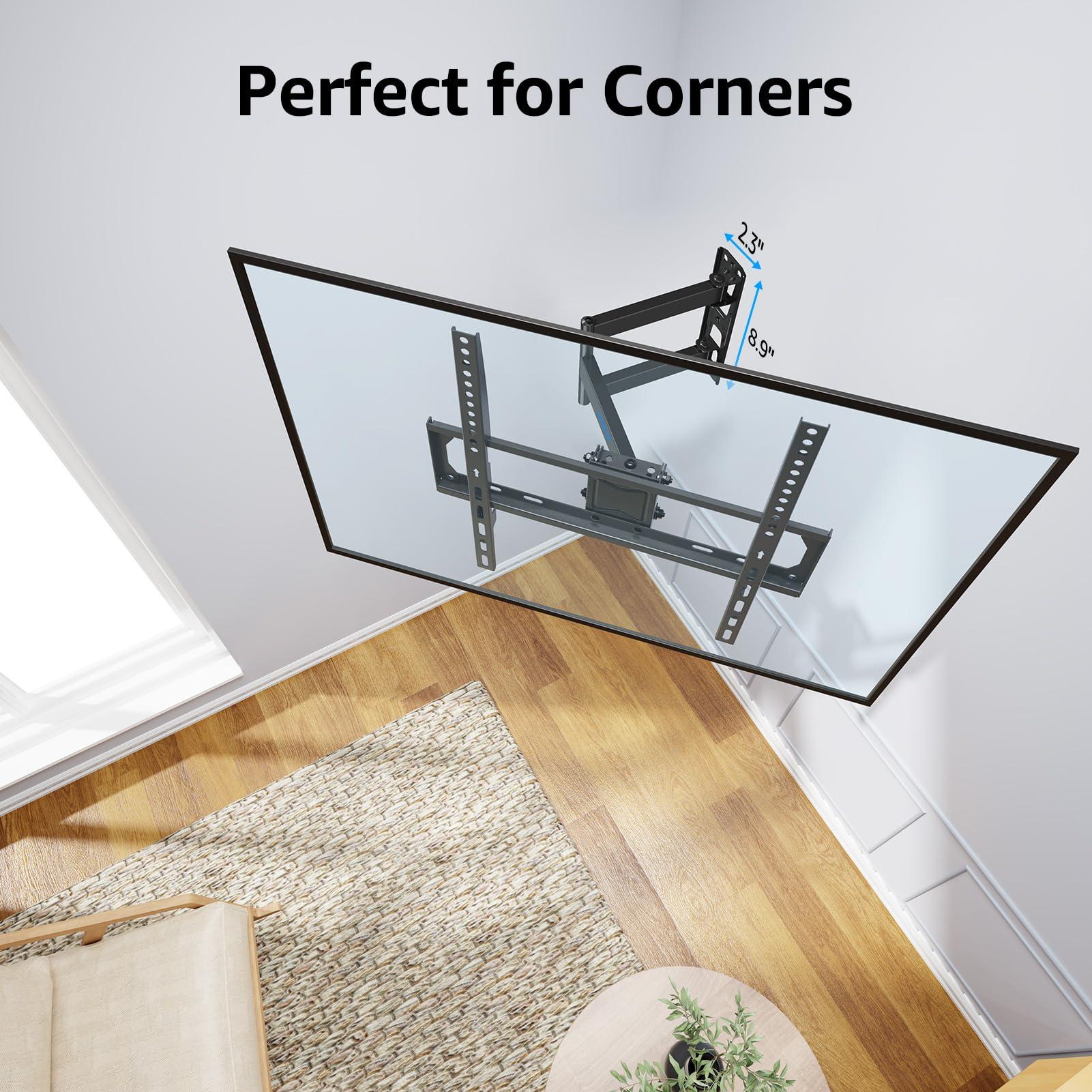 MOUNTUP MOUNTUP TV Wall Mount, Full Motion TV Bracket for Most 26-55 Inch Flat Screen/Curved TVs, Universal Articulating Single Stud Swivel Tilt Wall Mount with Max VESA 400x400mm, Holds up to 77 lbs