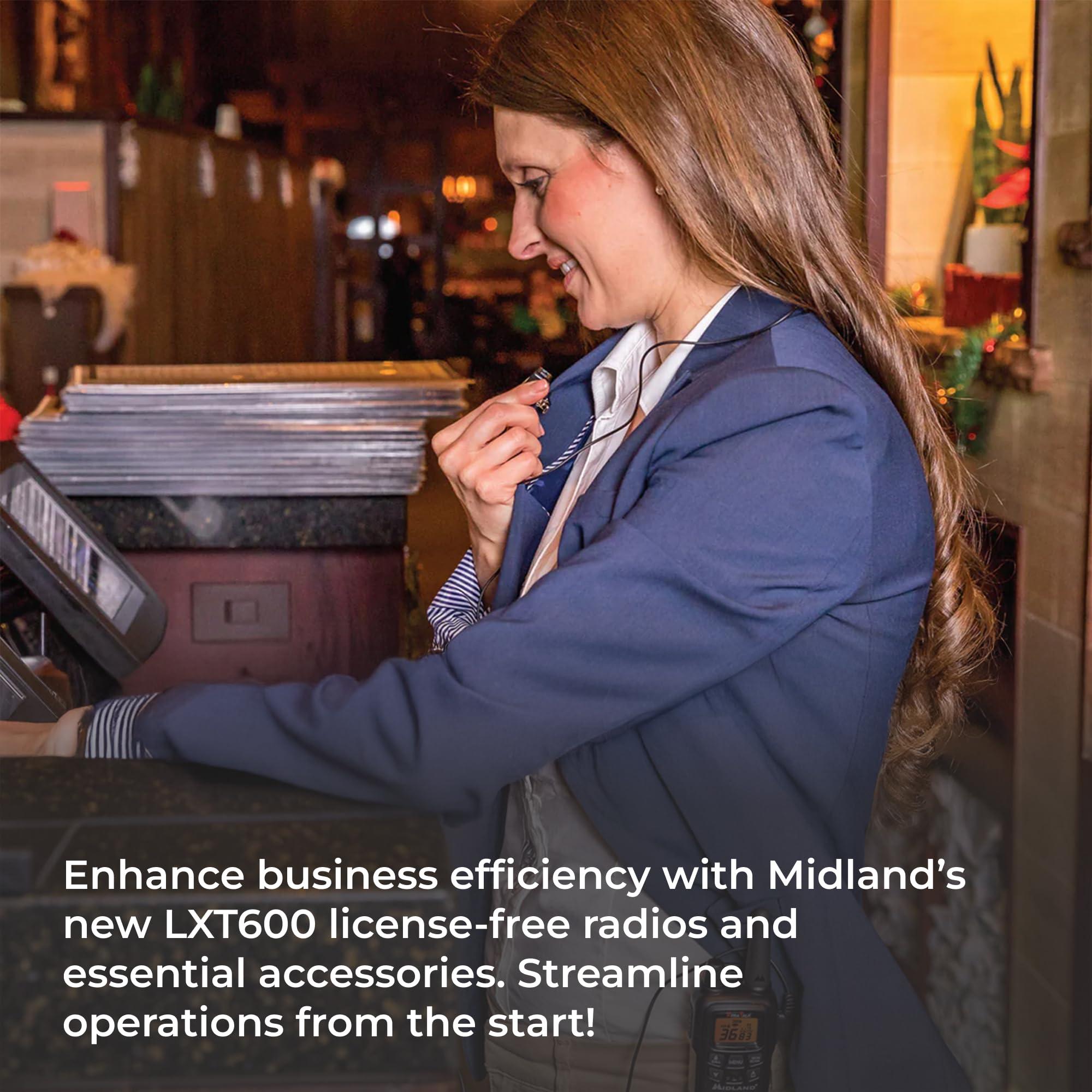 Midland LXT600BBX6 Midland LXT600BBX6 FRS Business Walkie Talkies - Long Range 36-Channel Two-Way Radios with Headsets and Charging Base, NOAA Weather Alerts (6-Pack, Black)