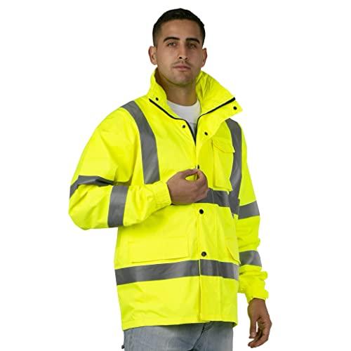 JORESTECH JORESTECH Safety Rain Jacket High Visibility Yellow/Lime ANSI Class 3 JK-03 (L)