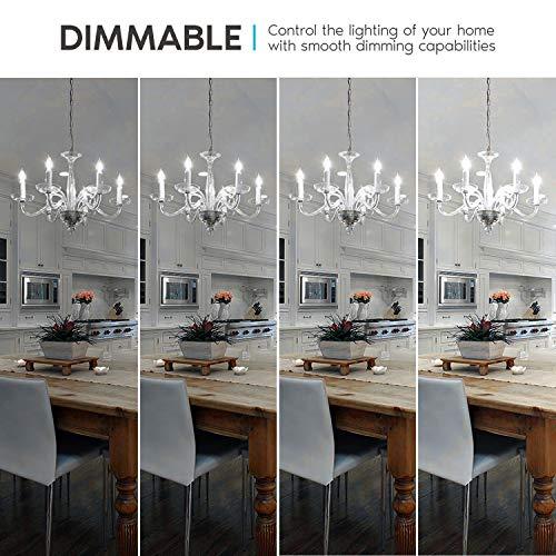 LUXRITE LUXRITE Vintage Candelabra LED Bulb 60W Equivalent, 550 Lumens, 5000K Bright White, LED Chandelier Light Bulbs 5W, Dimmable, Torpedo Tip Clear Glass, Filament LED Candle Bulbs, E12 Base (12 Pack)