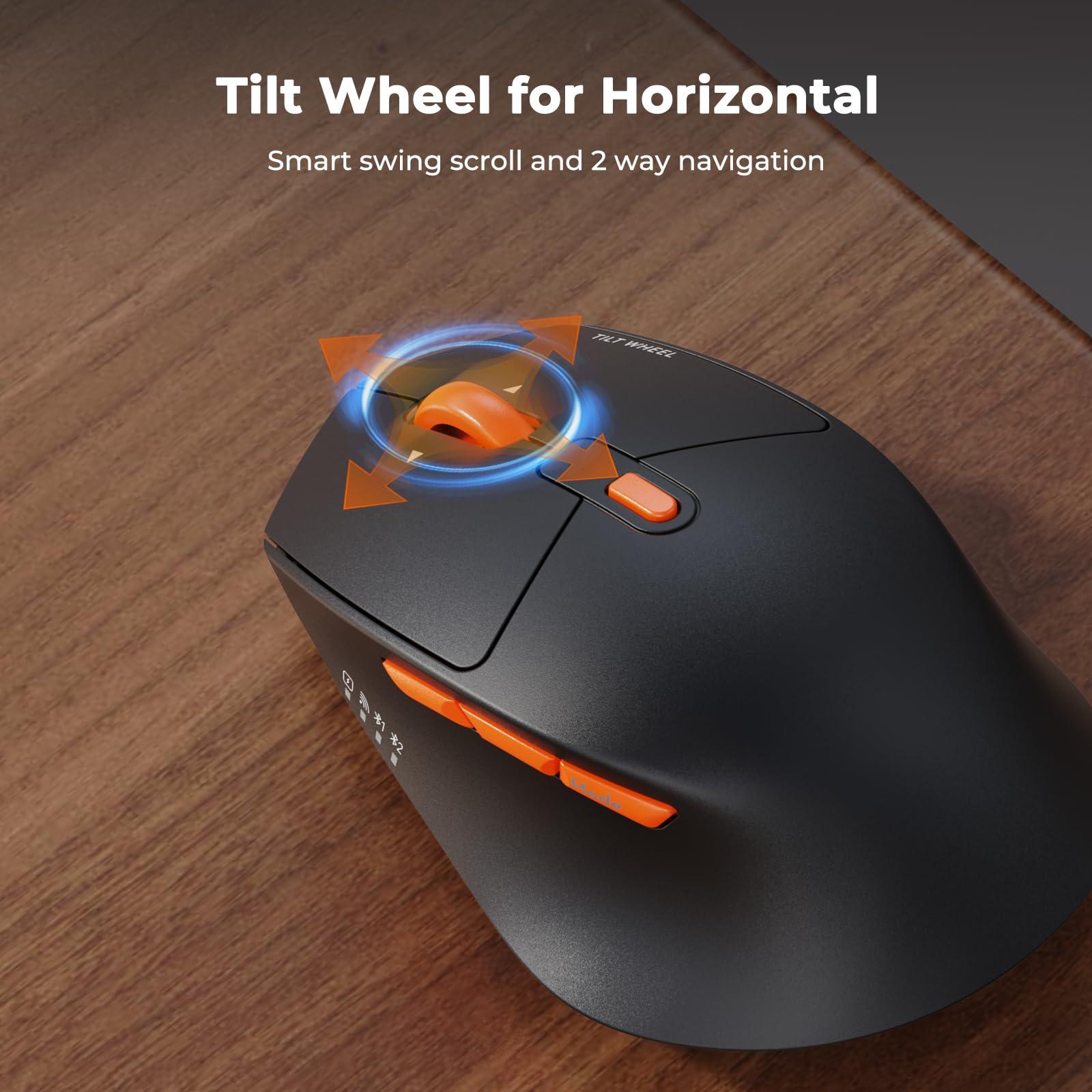 MEETION MEETION Wave Ergonomic Keyboard and Mouse Wireless, USB/Bluetooth Wave Ergo Keyboard with Wrist Rest, 4 DPI Adjustable Swing Wheel Silent Wireless Mouse Rechargeable for Windows/Mac/Android Director-D