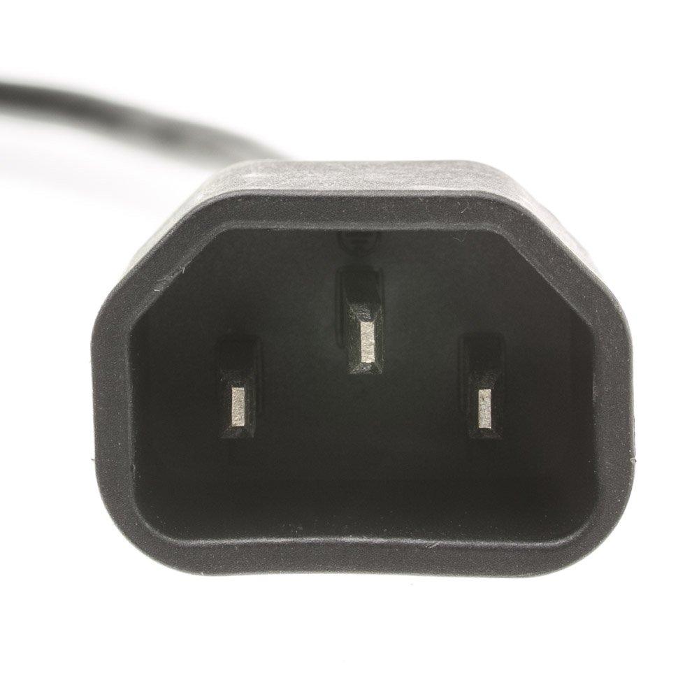 CableWholesale CableWholesale 1 feet Computer/Monitor Power Cord Adapter, NEMA 5-15R Female to C14 Male Plug, 3 Pin, 18 AWG, 10 Amp, Power Cable for PC/Monitor, Power Extension Cord, Black