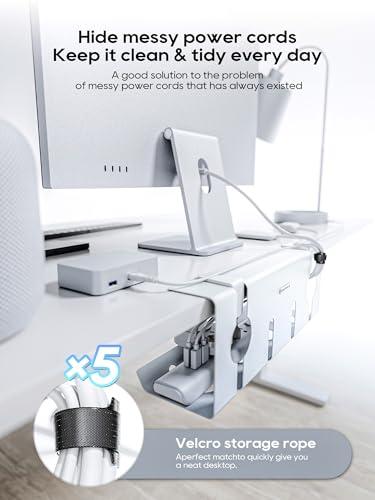 NODOCA NODOCA No Drill Under Desk Cable Management Tray, 17\'\' Wire Management, Punch-Free Clamp on, Newest Metal Cable Tray, Wire Organizer Under Desk, Under Desk Basket for Office and Home, White(2 Packs)