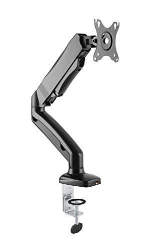 Rocelco Rocelco Premium Desk Computer Monitor Mount with USB 2.0 and Audio Port - Fits Single 13" - 27" LED LCD Flat Screen - Pneumatic Full Motion Assist Adjustable Arm - Grommet and C Clamp - Black (R MA1)