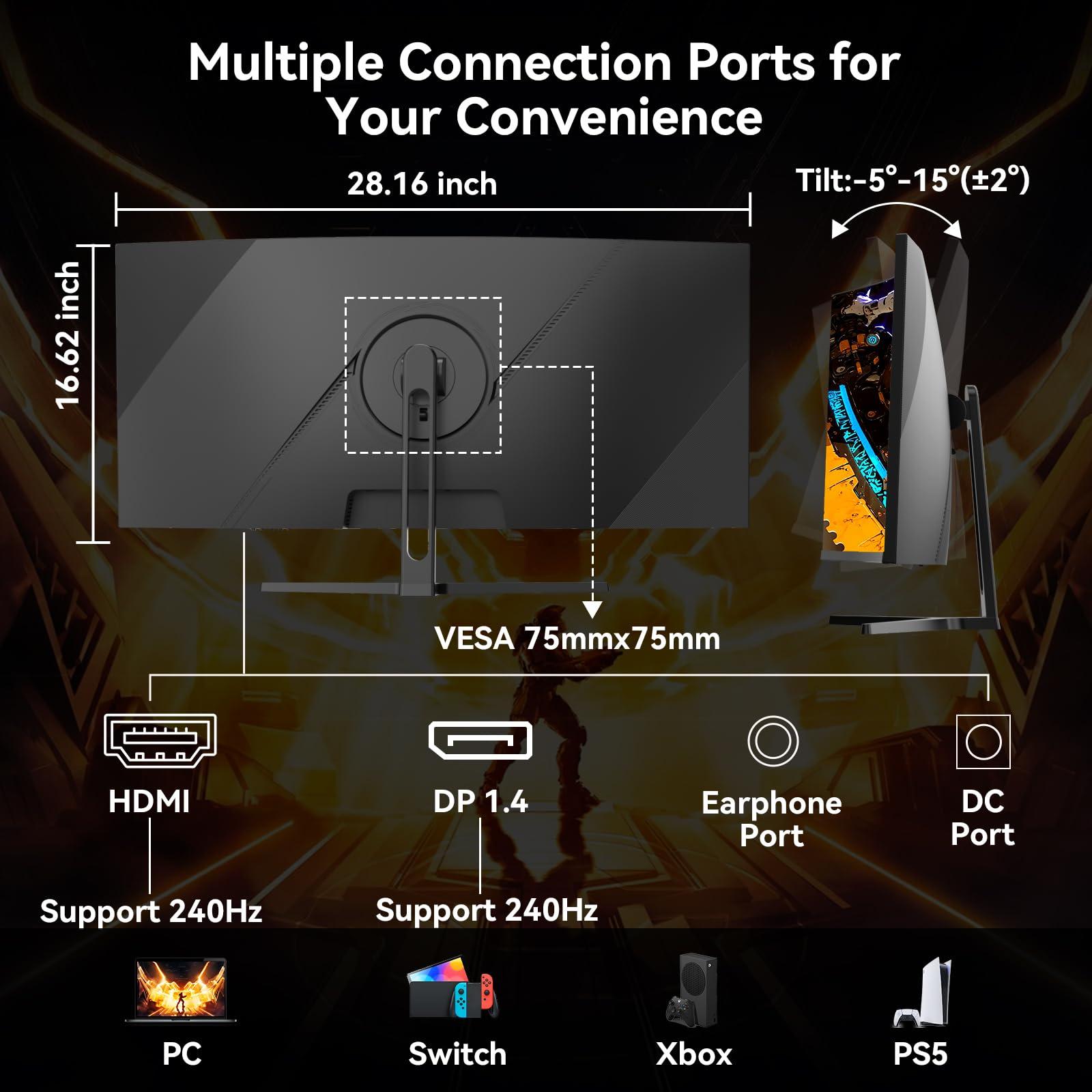 SANSUI SANSUI 32 Inch Curved 240Hz Gaming Monitor High Refresh Rate, FHD 1080P Gaming PC Monitor HDMI 2.12, DP 1.42, Curved 1500R, 1ms(OD), HDR, VESA Compatible (ES-G32C3F One DP Cable Included)