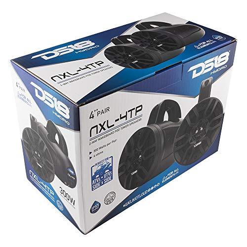 DS18 DS18 Hydro NXL-4TP/BK Black Marine Tower Speaker 4\", 2-Way, 150W Max, 50W RMS, 100% UV Stable, IPX5 Marine, 4 Ohms - for All Elements, UTV, ATV & Jeeps (Pair)