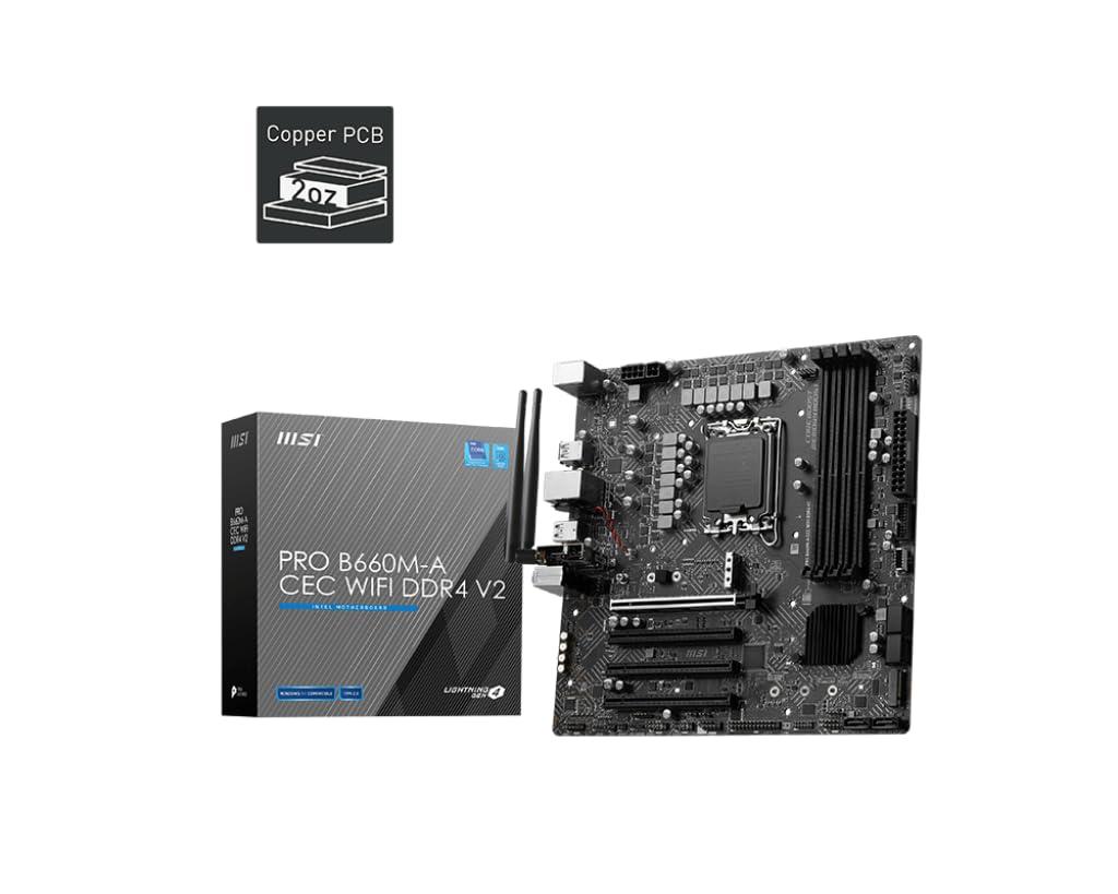 MSI MSI PRO B660M-A CEC WiFi DDR4 V2 Micro ATX Motherboard (Renewed)