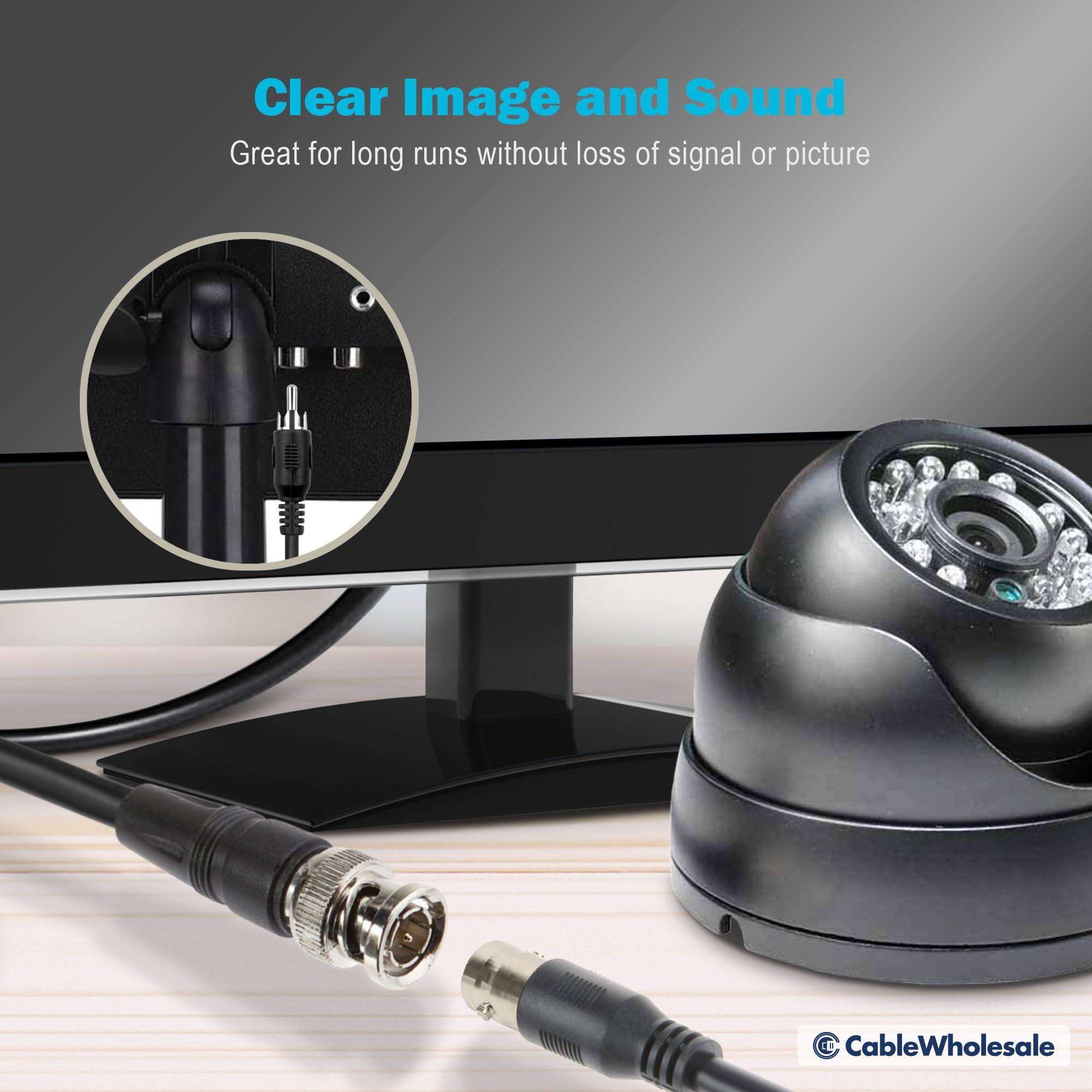 CableWholesale CableWholesale RG59U Coaxial BNC to RCA Video Cable, Black, BNC Male to RCA Male Coax Cable, 75 Ohm, 64% Braid, 6 ft