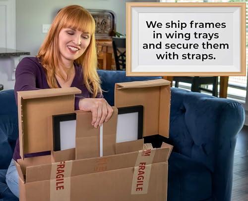 CountryArtHouse 15x34 Frame Slate Blue Distressed Rustic Solid Wood Picture Frame | 0.75 Inch Moulding Width | Includes UV Acrylic Plexiglass, Acid Free Foam Backing Board and Hanging Hardware | Sonoma Collection